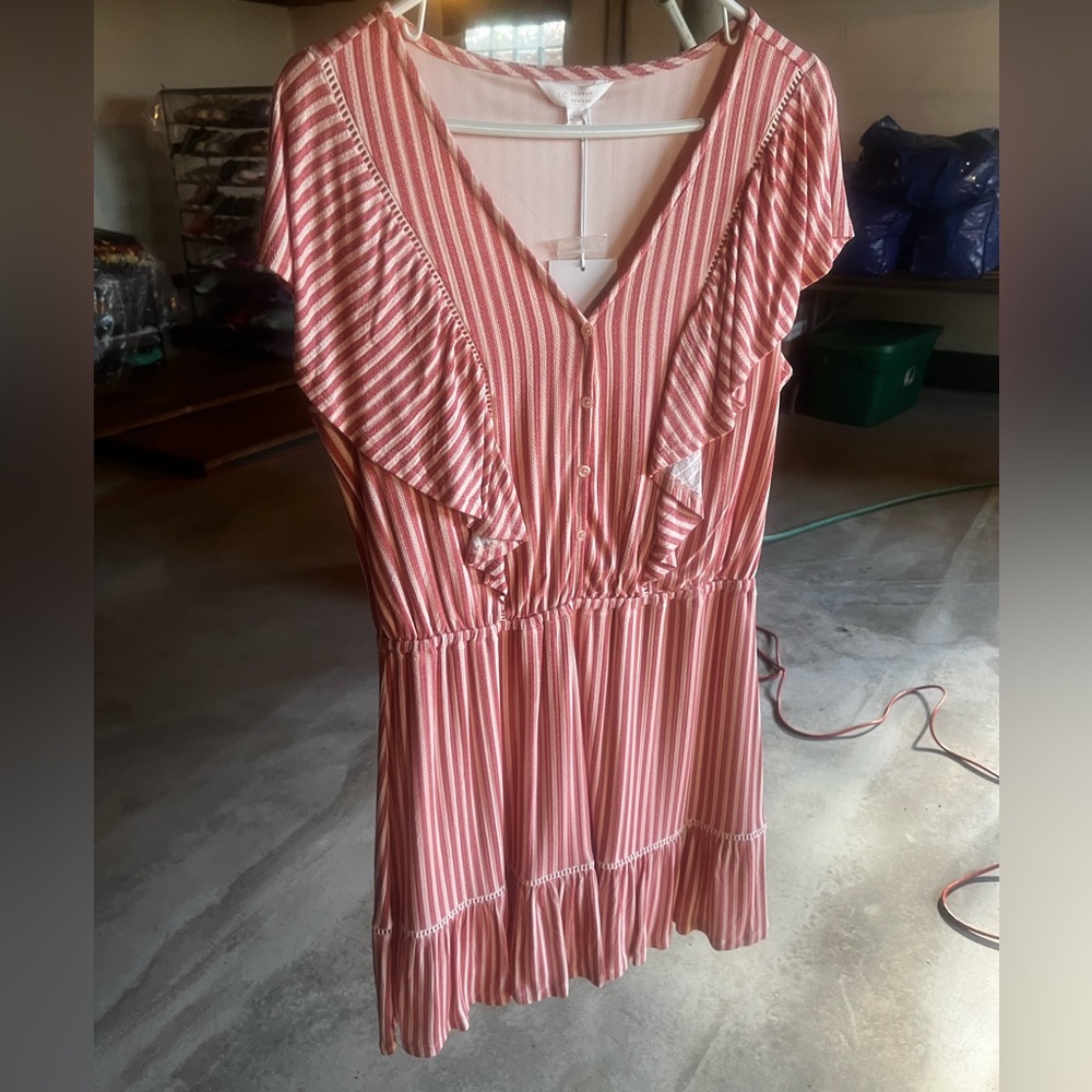 NWT LC Lauren Conrad Pink and White Striped dress size large
